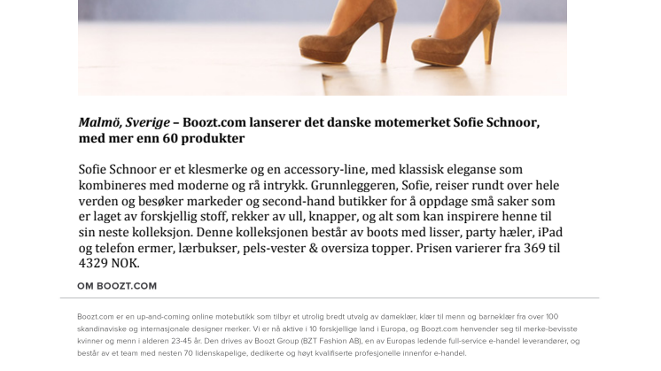 Boozt.com lanserer det danske klær og accesories merket Sofie Schnoor