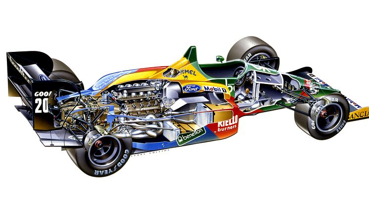 1988 Line Drawing Benetton F1 car neg 143-1