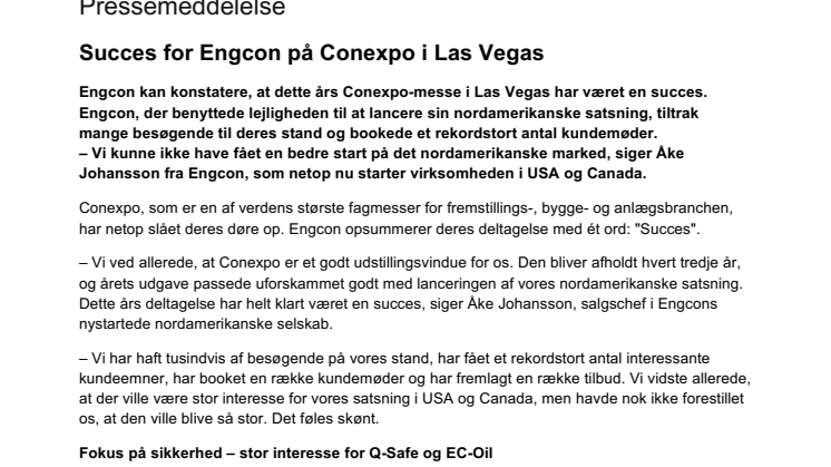 Succes for Engcon på Conexpo i Las Vegas