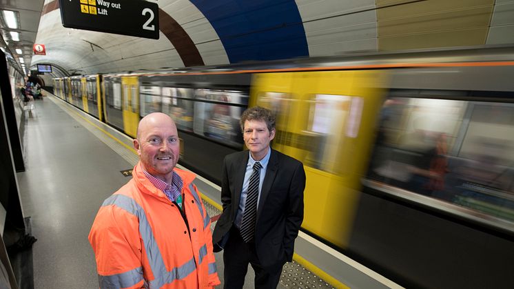 Edd Scott and Dr Mike Deary at Haymarket Metro station