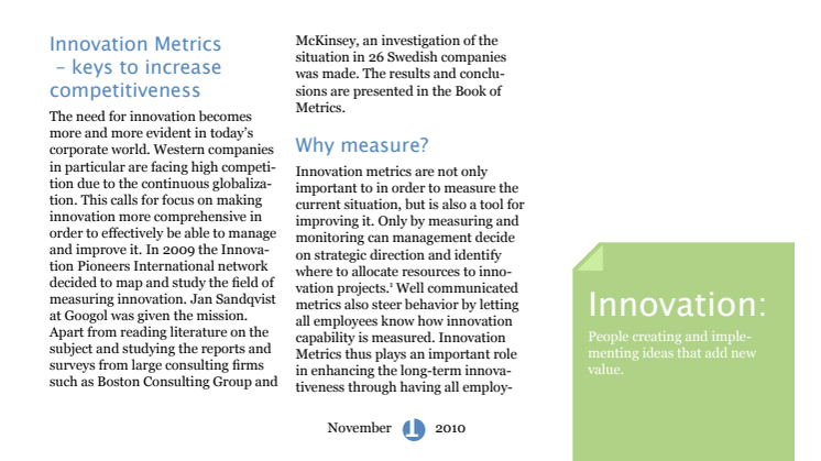 Whitepaper: Innovation Metrics – keys to increase competitiveness