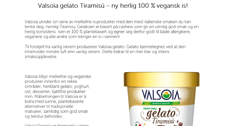 Valsoia gelato Tiramisú – ny herlig 100 % vegansk is!