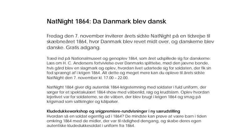 NatNight 1864: Da Danmark blev dansk