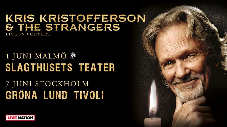  KRIS KRISTOFFERSON & THE STRANGERS TILL SVERIGE I SOMMAR