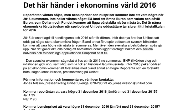 Det här händer i ekonomins värld 2016