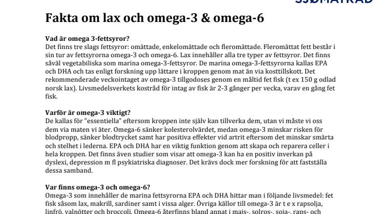 Fakta om lax och omega-3 och omega-6