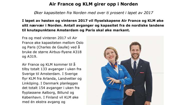 Air France og KLM girer opp i Norden