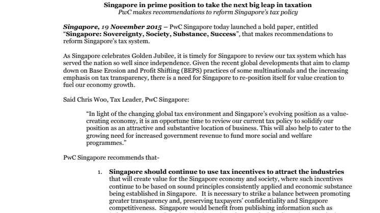 Singapore in prime position to take the next big leap in taxation