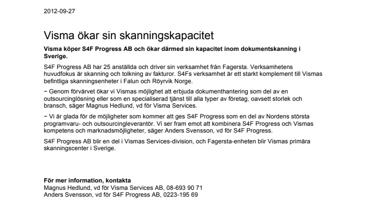 Visma ökar sin skanningskapacitet