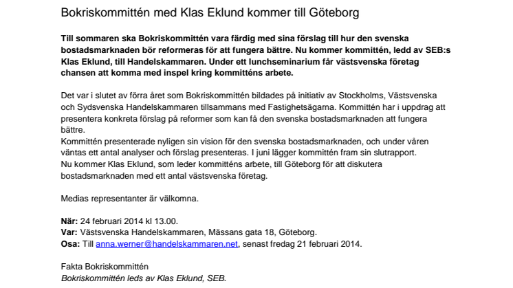 Bokriskommittén med Klas Eklund till Göteborg