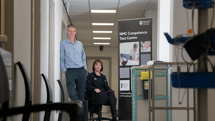 Norman Franklin and Jane Greaves in the newly-expanded OSCE test centre at Northumbria University