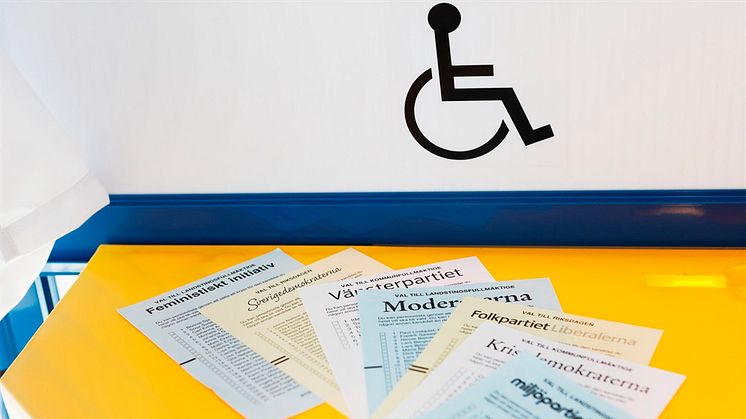 Många röstningslokaler är inte tillgängliga för personer med funktionsnedsättning, visar de första resultaten av Myndigheten för delaktighets pågående inventering. Foto: Marie Linnér/Scandinav bildbyrå