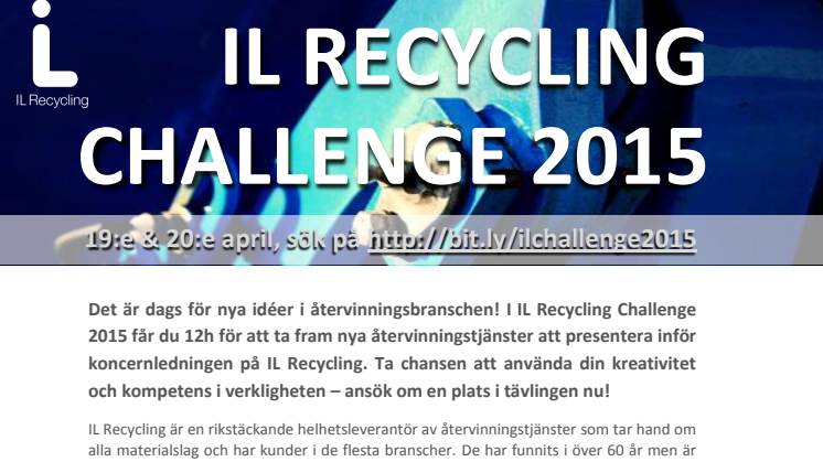 IL Recycling Challenge 2015 – rekryteringen har börjat!