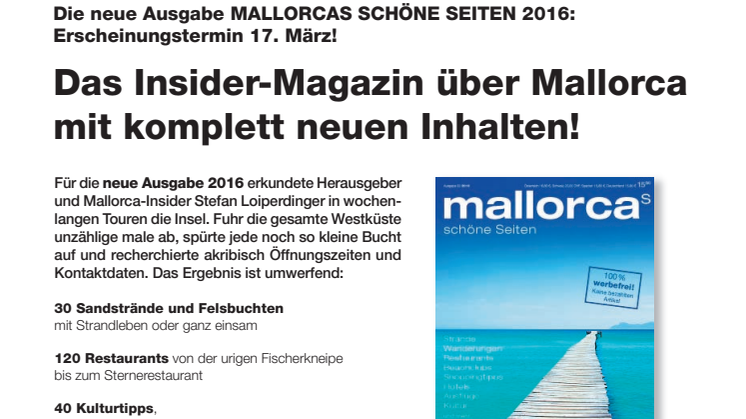 MALLORCAS SCHÖNE SEITEN – Das Insider-Magazin über Mallorca  mit komplett neue Inhalten!