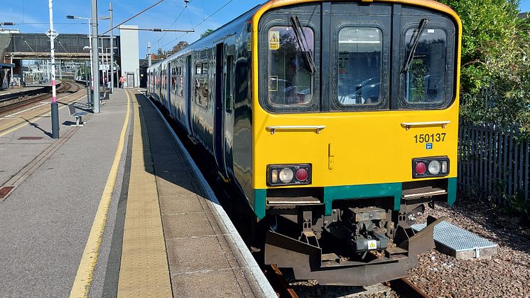 A Class 150 train on the Marston Vale Line.