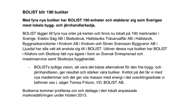 BOLIST fortsätter att växa