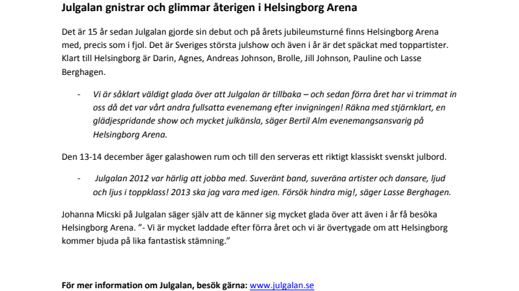 Julgalan gnistrar och glimmar återigen i Helsingborg Arena