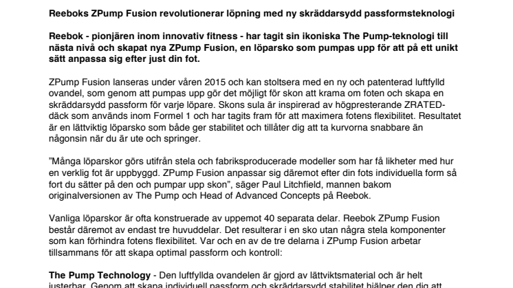 Reeboks ZPump Fusion revolutionerar din löpning med ny skräddarsydd passformsteknologi