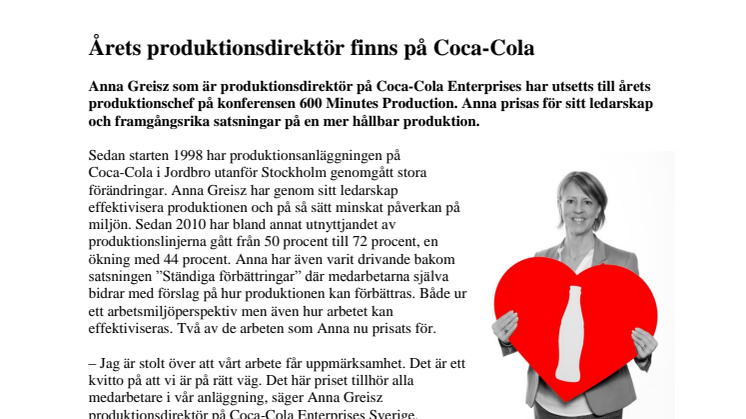 Årets produktionsdirektör finns på Coca-Cola