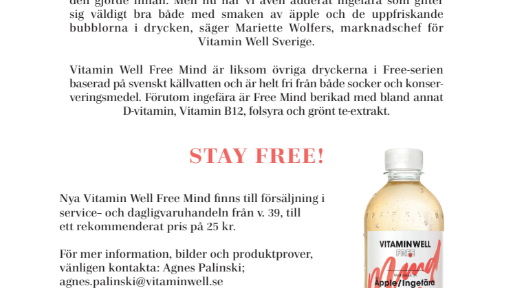 Vitamin Well Free Mind – nu med ingefära