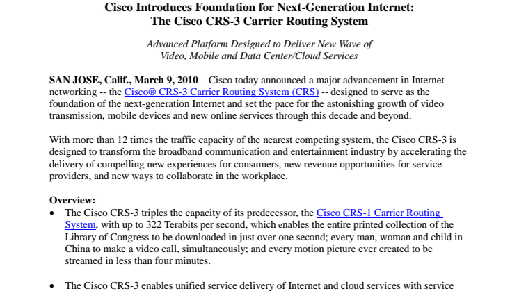 Cisco lanserar världens snabbaste router