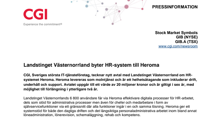 Landstinget Västernorrland byter HR-system till Heroma