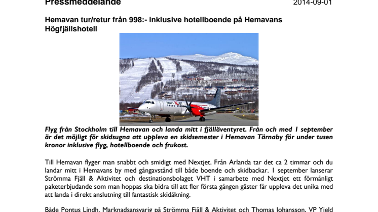 Hemavan tur/retur från 998:- inklusive hotellboende på Hemavans Högfjällshotell