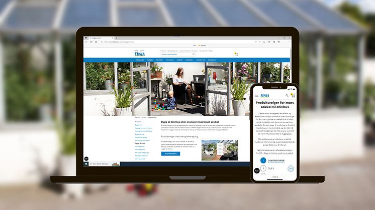 Utvidet produktvelgere og mengdeberegner for drivhus med murt sokkel på finja.no