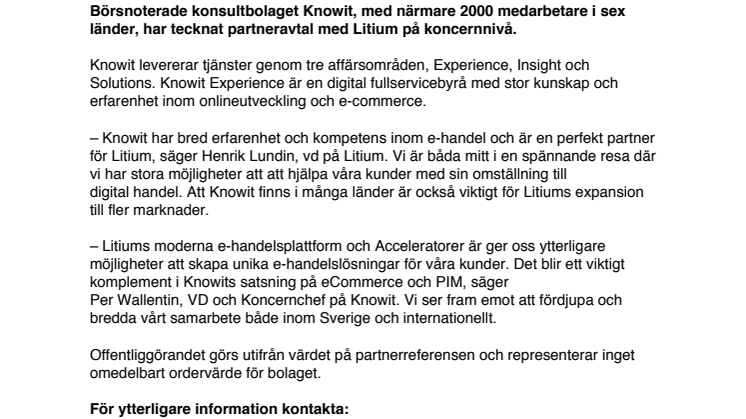 Litium ingår partnerskap med Knowit