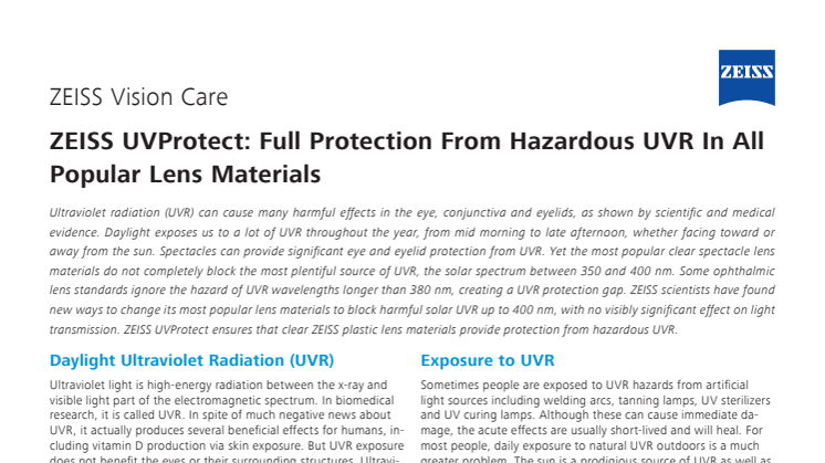 Whitepaper: Så påverkas ögat av UV-strålning 