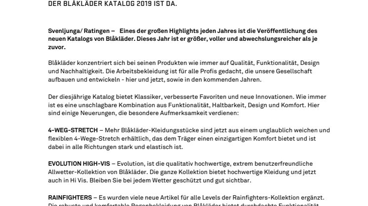 DER BLÅKLÄDER KATALOG 2019 IST DA.