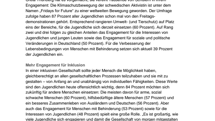 Aktion Mensch-Umfrage zeigt: Jugendlichen liegt Engagement für Inklusion am Herzen