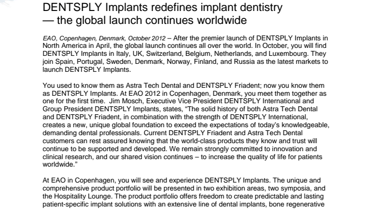 DENTSPLY Implants redefines implant dentistry