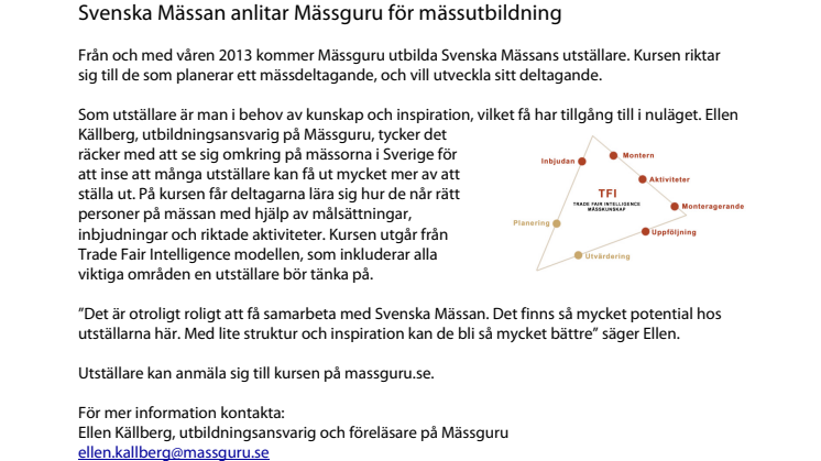 Svenska Mässan anlitar Mässguru för mässutbildning