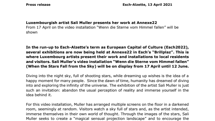 Luxembourgish artist Sali Muller presents her work at Annexe22