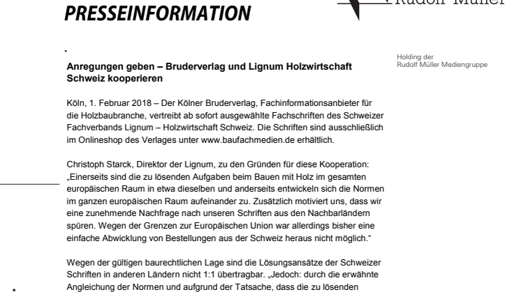 Anregungen geben – Bruderverlag und Lignum Holzwirtschaft Schweiz kooperieren 