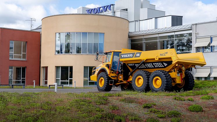 Volvo A30G, den första ramstyrda dumpern av fossilfritt stål, byggdes i Braås.