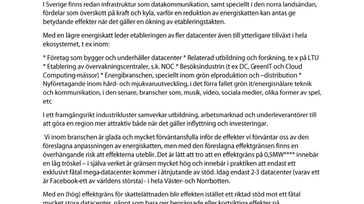 ​Datacenter - en ny basindustri för norra Sverige