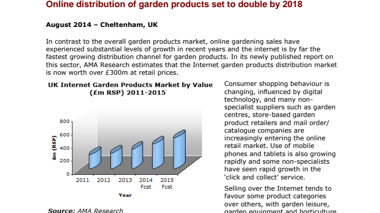 Online distribution of garden products set to double by 2018 