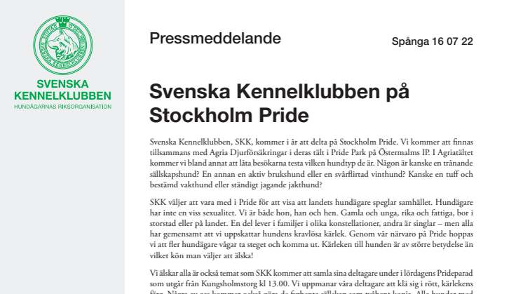 Svenska Kennelklubben på Stockholm Pride