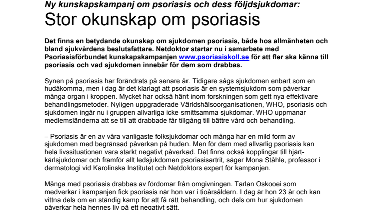 Stor okunskap om psoriasis