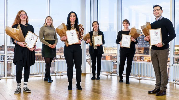 Lilli Auginski, ordf Studentkåren Malmö, Linn Svärd, vice ordf SFS, Zeynep Erdal, studentstadskoordinator, Kerstin Tham, rektor Malmö universitet, Katrin Stjernfeldt Jammeh, ordf kommunstyrelsen Malmö, Matin Farzad, ordf Odontologiska studentkåren.