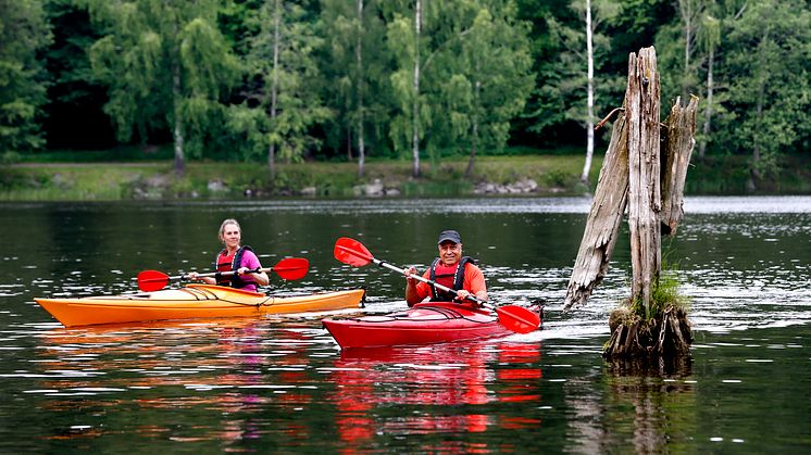 Bild från starten av den nya kanotleden i Edsvalla. Här paddlar man till exempel förbi gamla dykdalber.