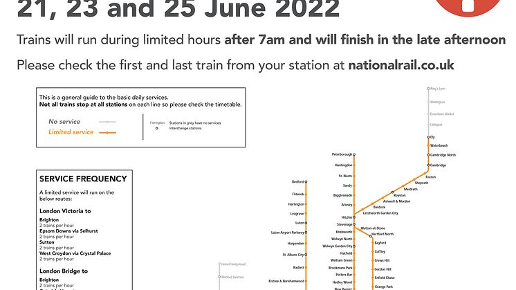 GTR rail strike map 21, 23, 25 June