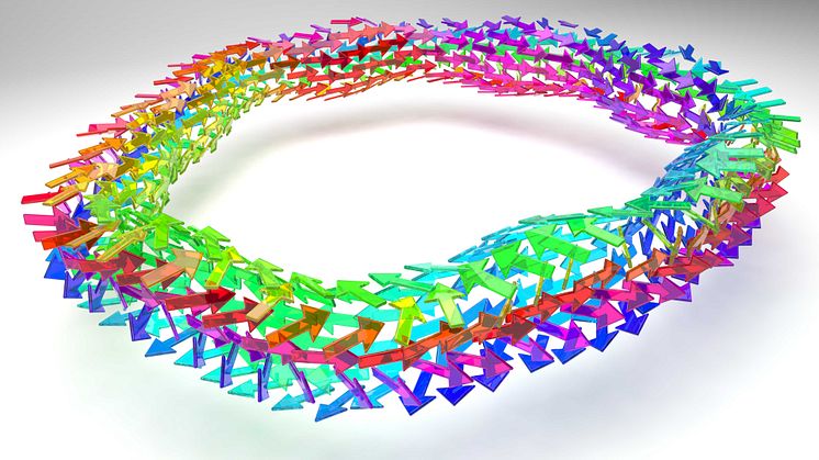 The figure illustrates the directions of magnetic spins in a hopfion ring. Credit: Philipp Rybakov.