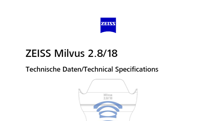 Zeiss Milvus 18mm, spesifikasjoner