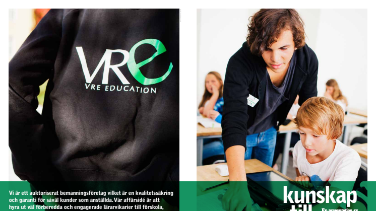VRE Educations företagsbroschyr uppslagsformat