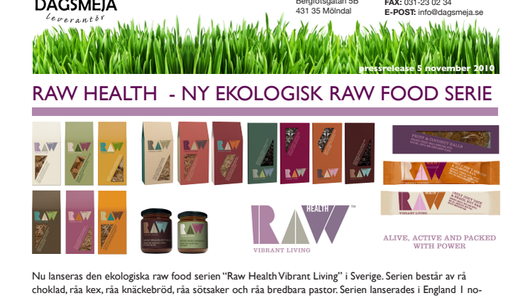 RAW HEALTH - Ny ekologisk raw food serie!