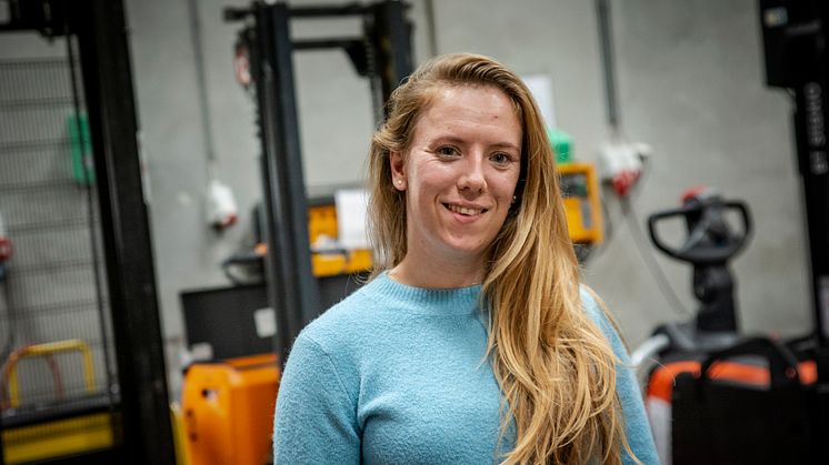 Carina Melchior i et undervisningslokale på lager- og terminaluddannelsen ved Tradium. // Foto: Ulrik Burhøj Jepsen