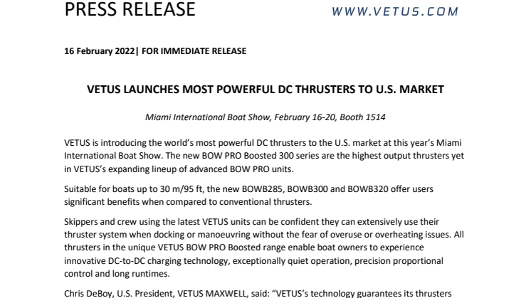 Feb 14 2022_Miami - VETUS Launches Most Powerful DC Thrusters to U.S. Market.pdf